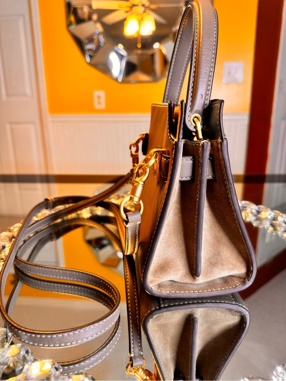 Tory Burch Mini Lee Radziwill Double Shoulder Bag In Clam Shell. - Picture 6 of 17